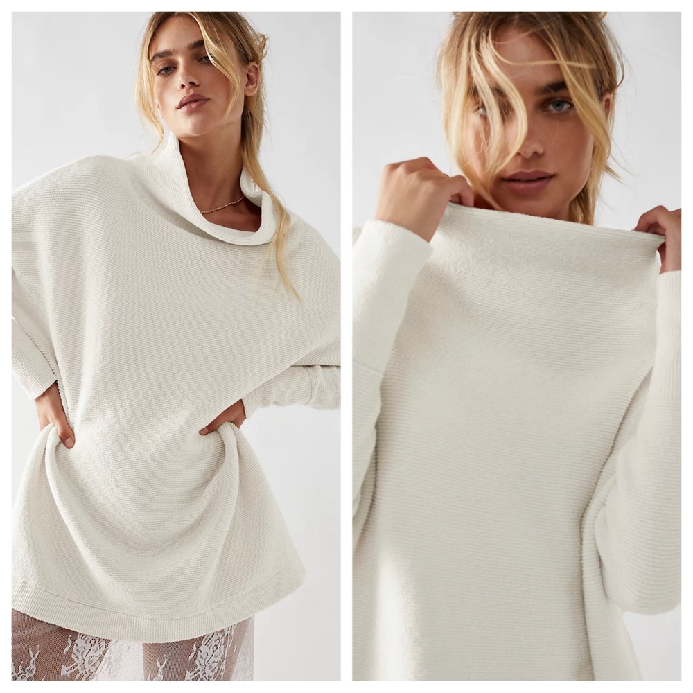 Free People Ottoman Slouchy Tunic in Ecru Sweater Pullover